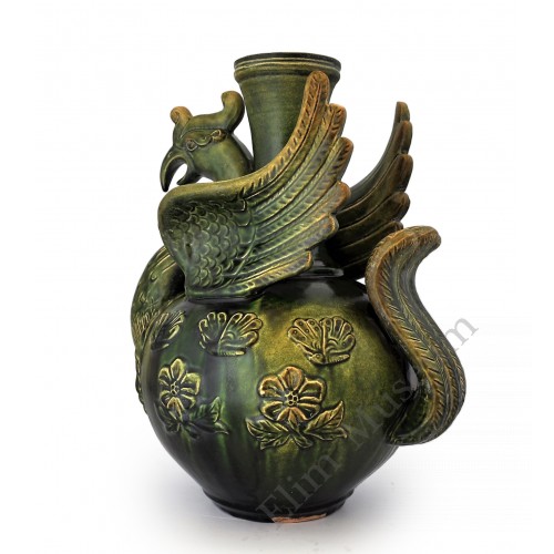1458 A Green-glazed Phoenix shape Ewer